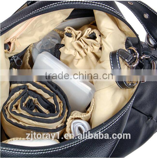 Genuine Cow Leather Fashion Mummy Baby Diaper Bag High Quality Leather Shoulder Tote Lady Handbag Bag