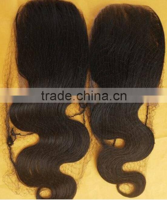 Alibaba express brazilian human hair cheap 3 part silk base bangs lace front closure