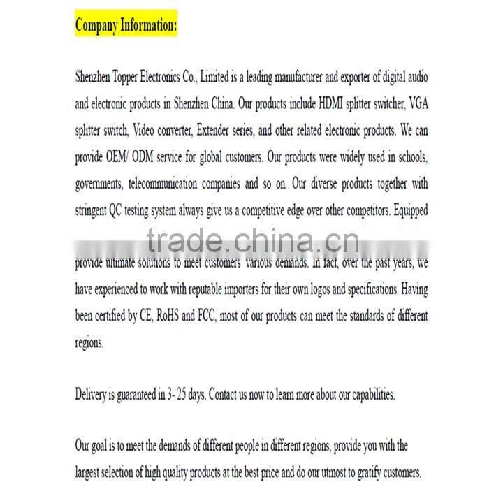 300m VGA Extender with audio VGA UTP extender 1x1 with Audio over cat5e/6 up to 300M with power supply