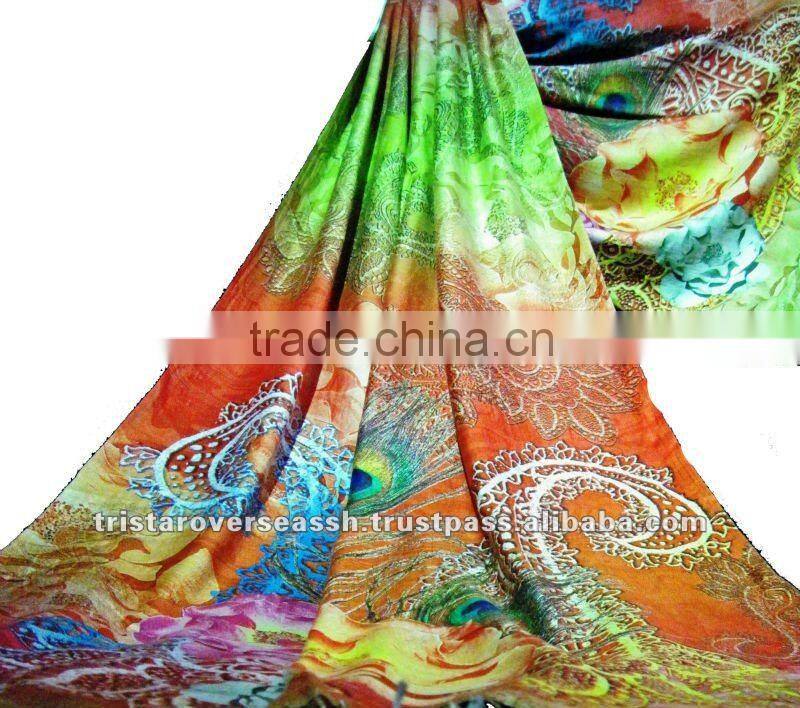 floral viscose scarf digitally printed