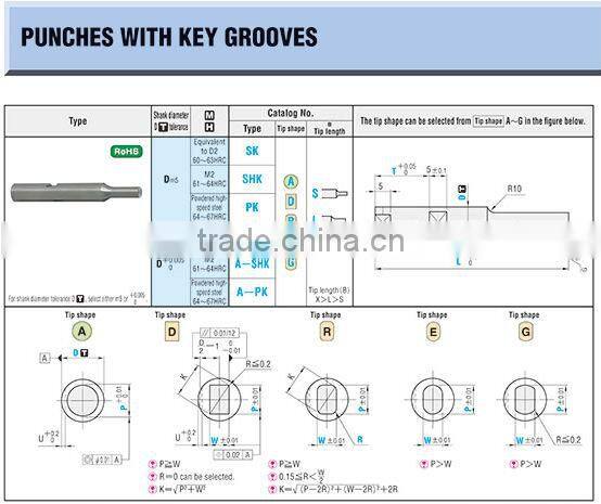 Punches with Key Grooves TiCN Coating