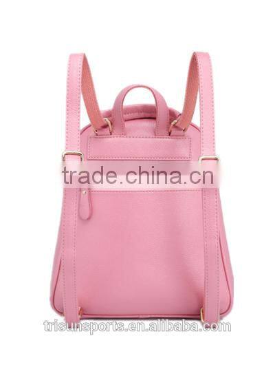 hot pink leather girls backpack , shopping travel bag