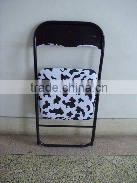 Home furniture metal folding chair with PVC cushion seat and back