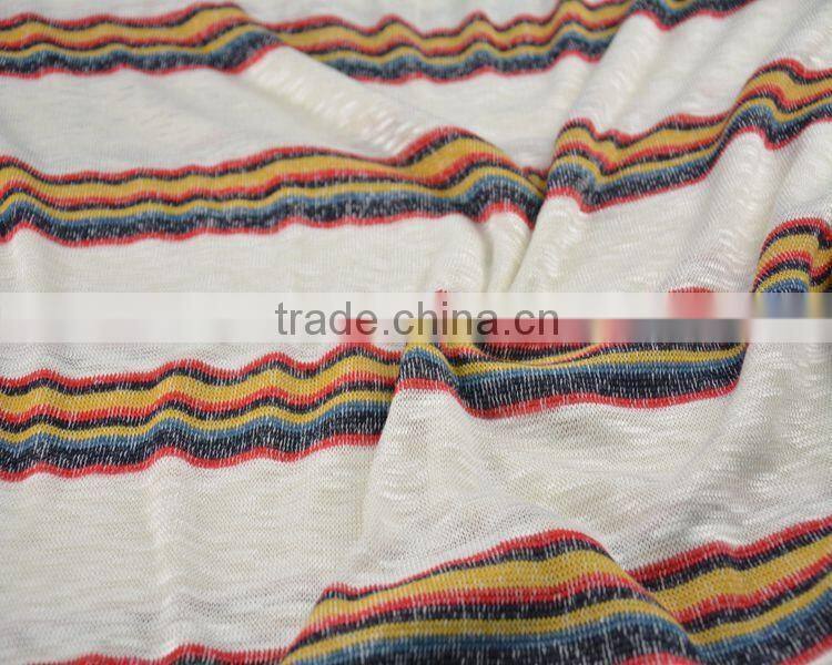 Jiufan Textile Good Quality Yarn Dyed Striped Hacci Soft Rayon Polyester Knitting Fabric