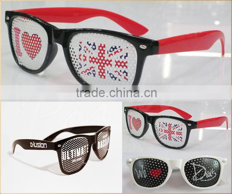 Nightclub promo pin hole sunglasses with custom logo print