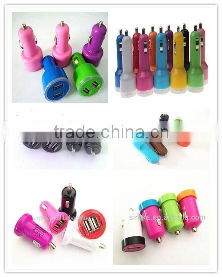 Best Selling Dual USB 2.1+1A car charger bullet mini car charger for mobile phone