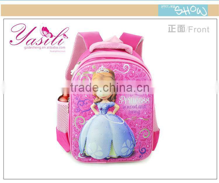 prink school backpack,school bag with bottle,princess kids backpack