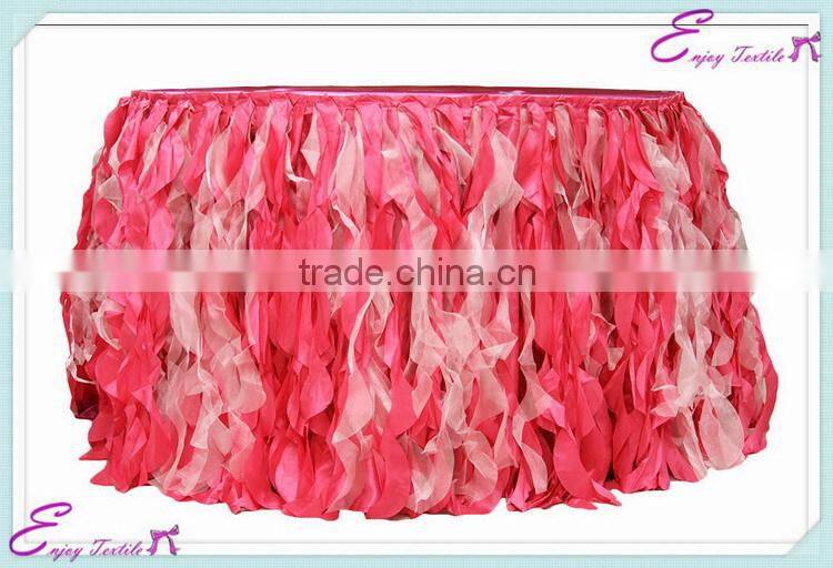 YHK#47 curly table skirt - polyester banquet wedding wholesale chair cover sash table cloth skirt linen