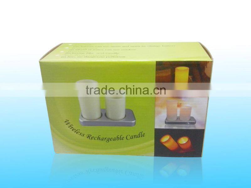 2 in one flameless plastic rechargeable led pillar candle set with remote control