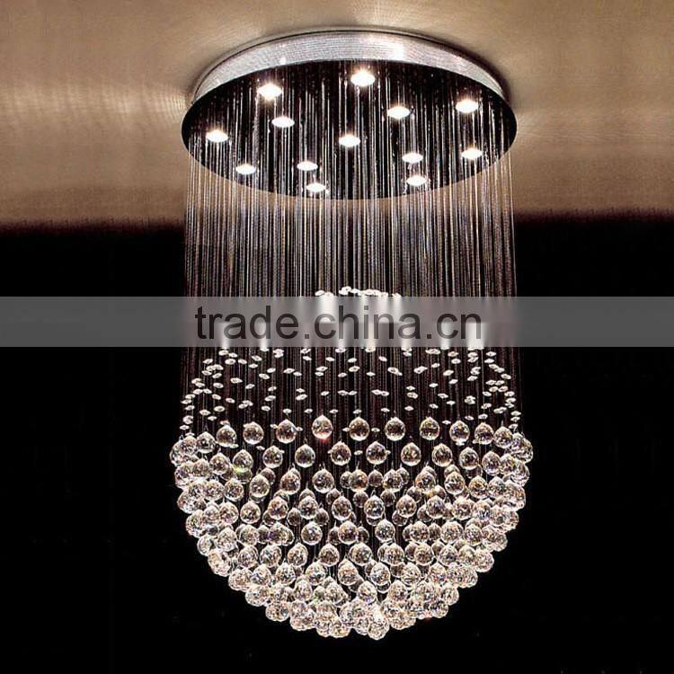 Staircase Crystal Drop LED Pendant Ball Chandelier Light for High Ceiling