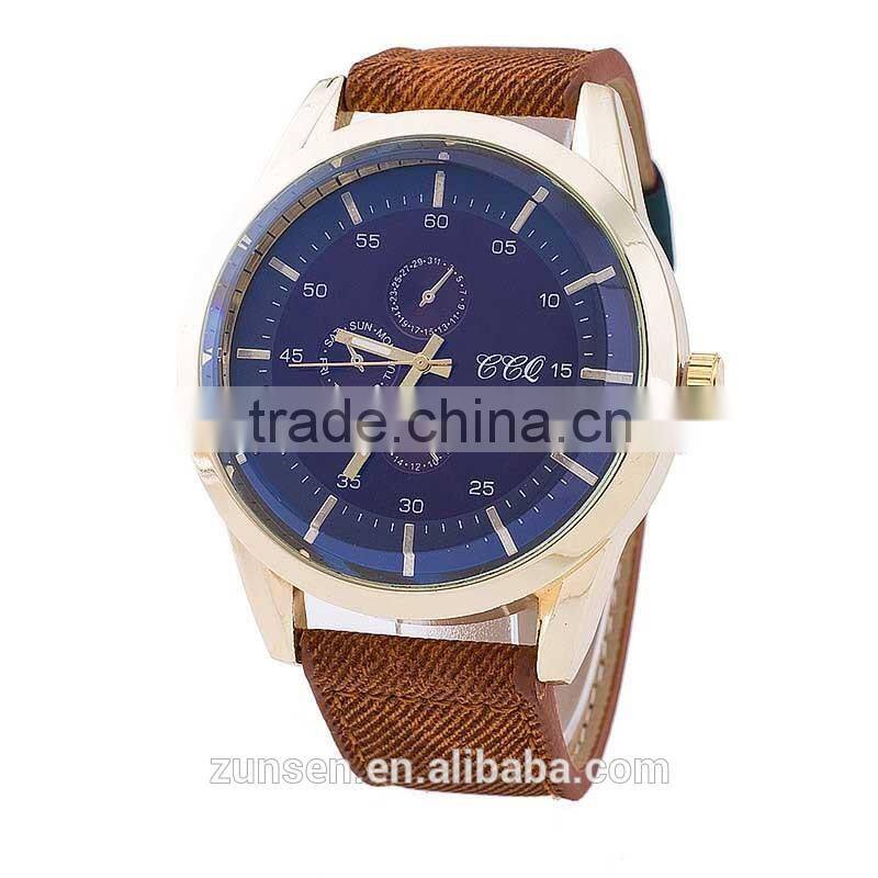 2016 Hot Fashion Luxury Men Business Quartz Analog Clock Leather Canvas Strap Clock Man Sports Watches Relogios Masculino