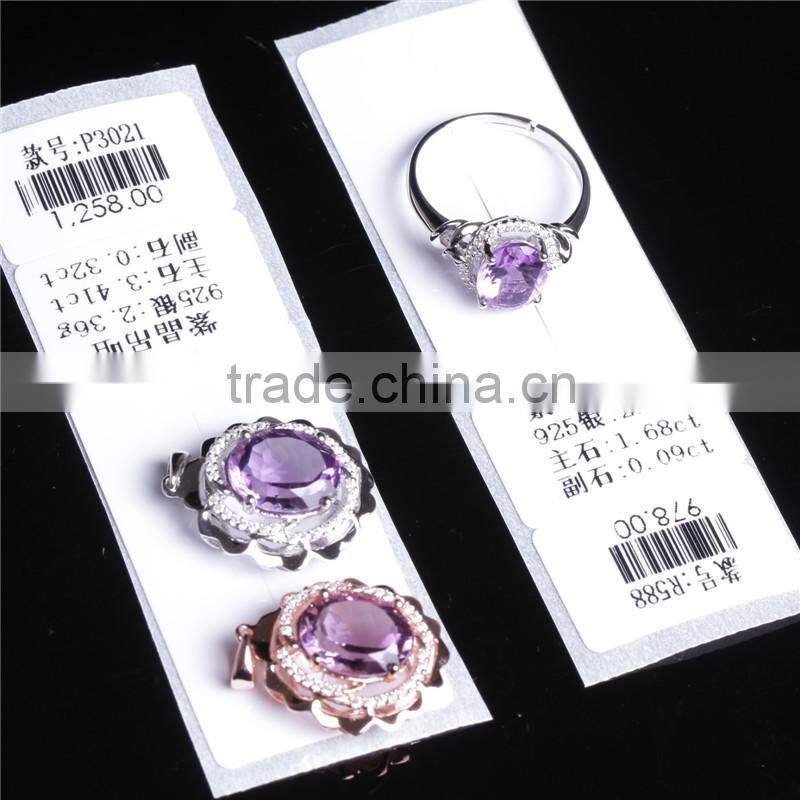 hot sale jewellery set 18K gold plated 925 sterling silver precious natural amethyst gemstone pendant ring jewelry set