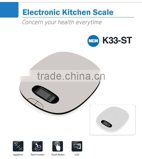 5kg slim electronic kitchen weighing scale stainless steel weighing food scale lightweight with milk measure and tare function