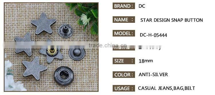 Star Design Snap Fastener Metal Button Spring Snap Button for Leather jacket
