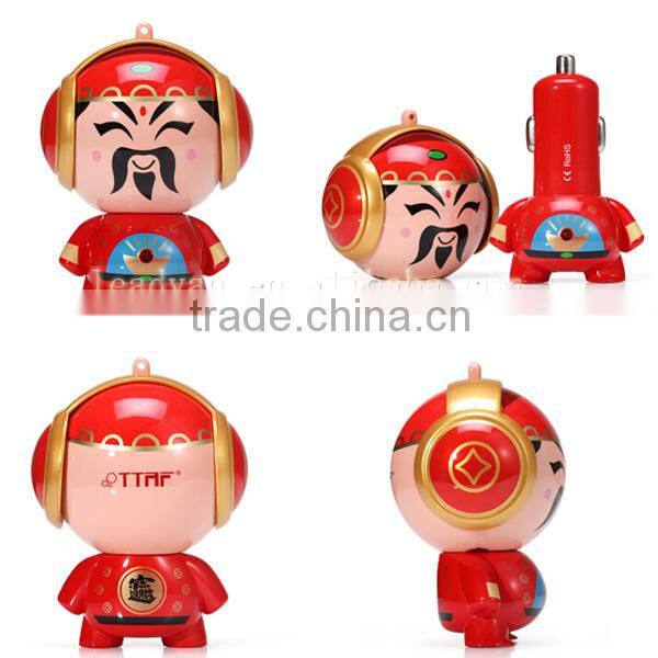 2 in 1 5V 2.1A Hangings Cartoon Monster Design Micro USB Car Charger