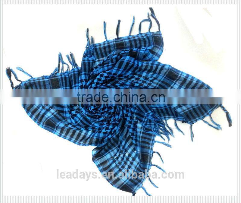 Plaid tassel polyester square palestine scarf