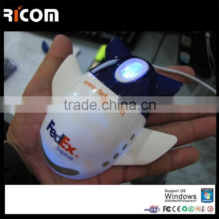 Fashionable gifts custom logo usb wired airplane computer mouse