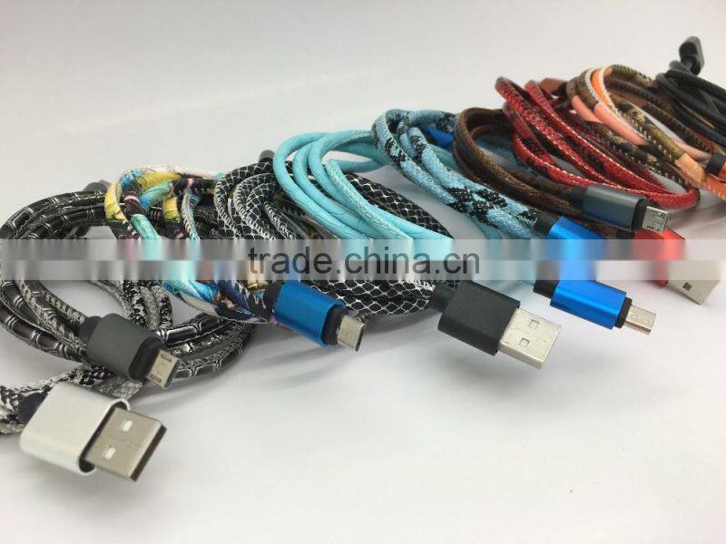 Braided Micro USB Charger Cable 1M 3FT 2M 6FT Data Sync Fabric Nylon Charging Cable Cord Line For smart phone