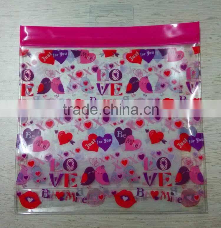 Valentine zip seal bag with hook