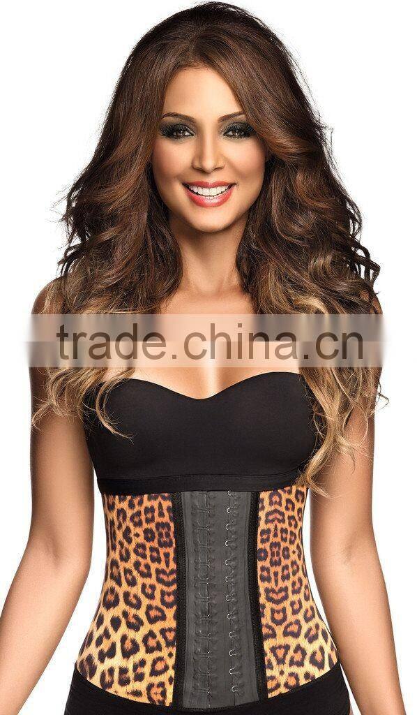 sexy lingerie 3 hook leopard pattern straps waist training corset