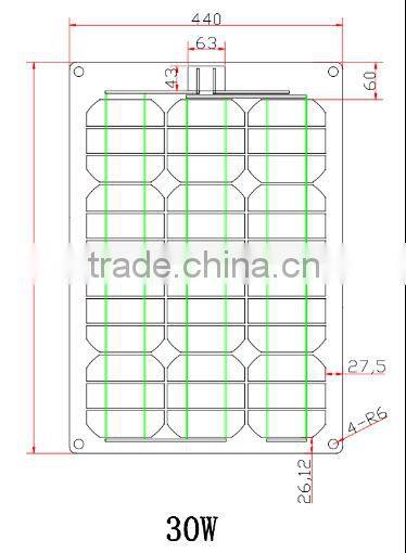 30W Monocrystalline Silicon Cell Marine Bendable Semi Flexible Solar Panel