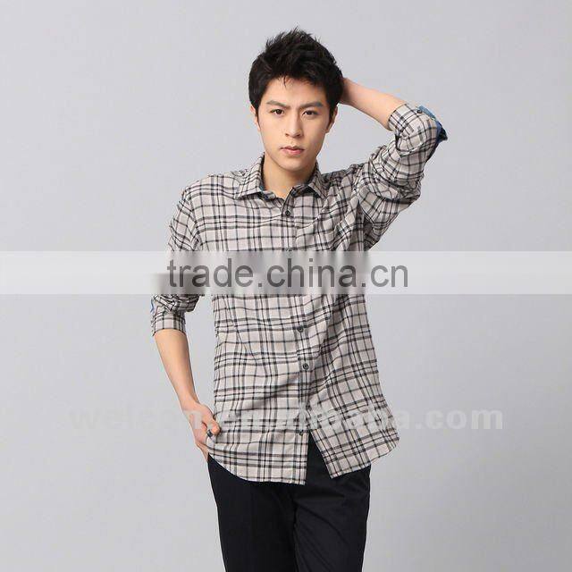 Latest men's 100% cotton long sleeve fashion classic plaid flannel famous brand OEM shirts