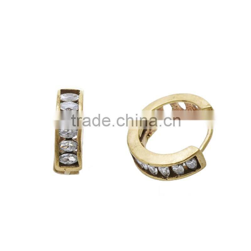 100 pairs gold round earrings clip-on fashion CZ micro pave earrings women's jewelry 16.3*16.3mm