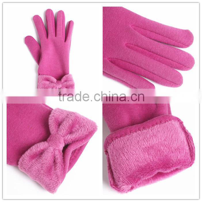 2015 Hot Sale Winter Warm Girls igloves Newest Fashion Fleece Thermal Gloves Pink With Bowknow
