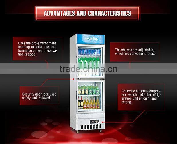 Vertical showcase beverage cooler supermarket display freezer