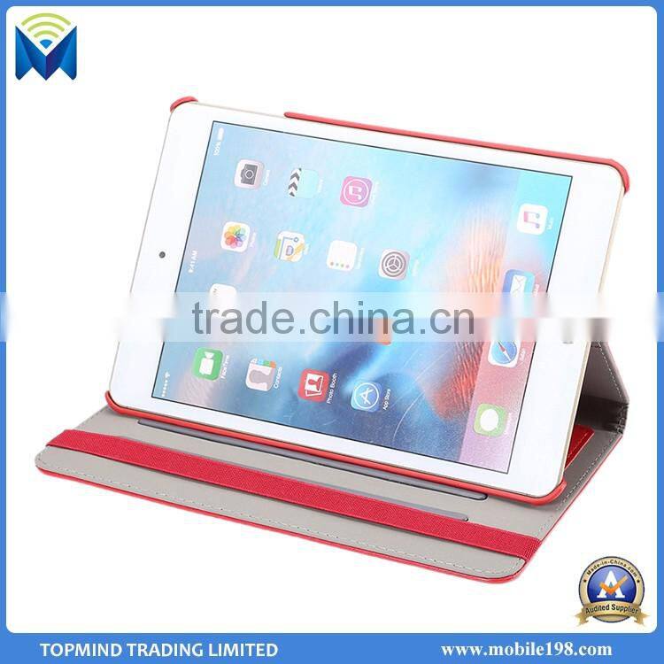 360 degree rotating lichee pattern ultra thin flip pu leather cases smart cover for ipad mini 4