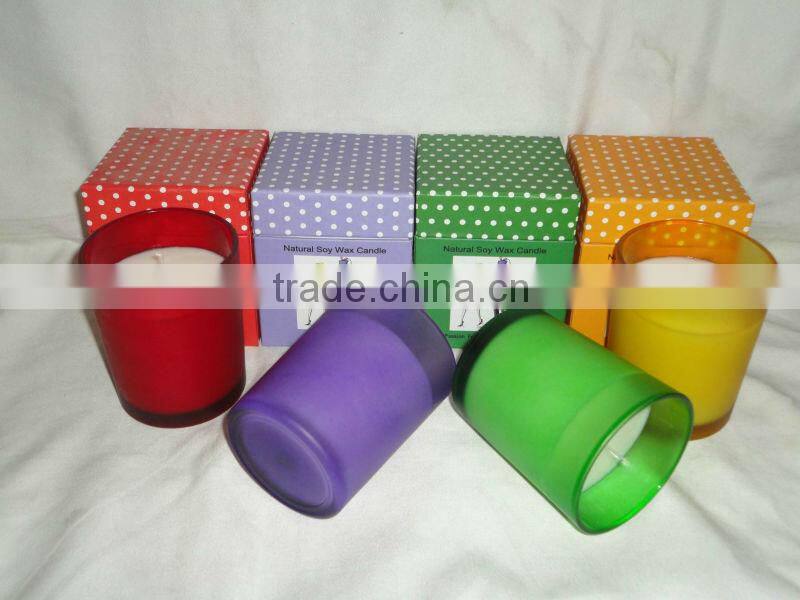 wedding decoration scented soy candle in colorful glass