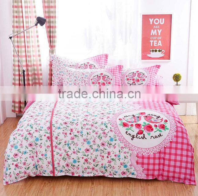 cotton nice quality bed set small floweral bed spread cover set Korea style bed set