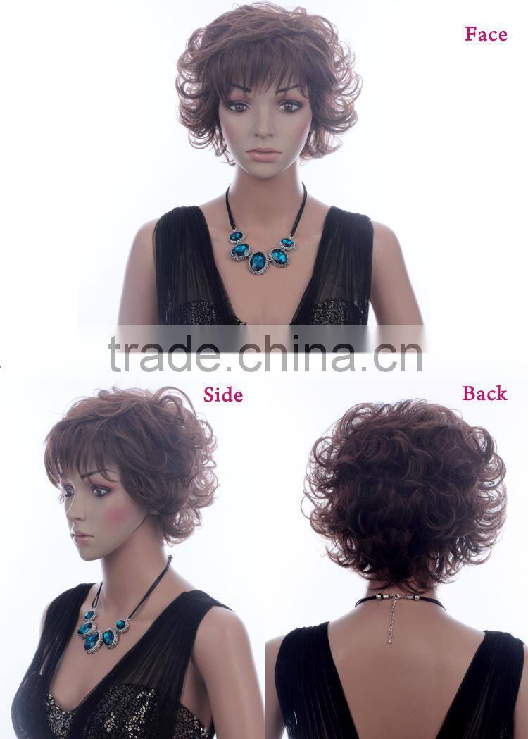 Top selling Fashion lady short curly women short synthetic wigs