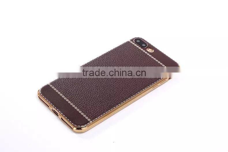 Litchi leather cover for iphone 7 plus, for iphone 7plus electroplate tpu case cover leather case