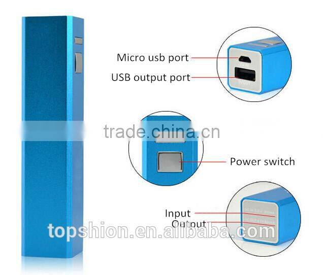 Aluminum metal power bank 2600mah external battery power charger, mini universal power bank 2600mah with micro usb cable