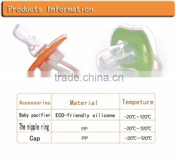 Baby accessories safe silicone round and flat head nipple funny baby pacifier