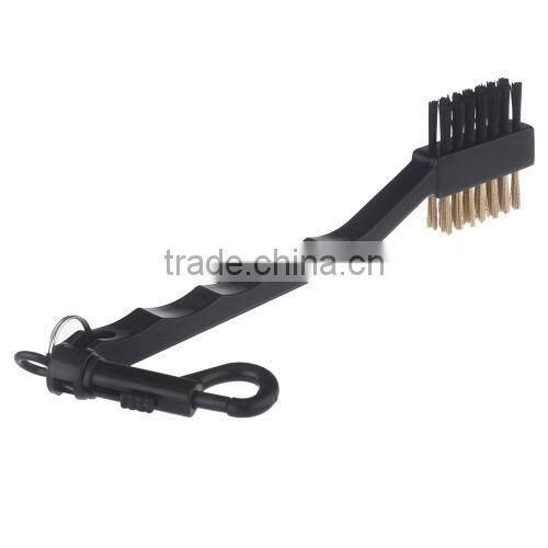 Dual Bristles Golf Club Brush Cleaner Ball 2 Way Cleaning Clip Groove Lightweight Portable