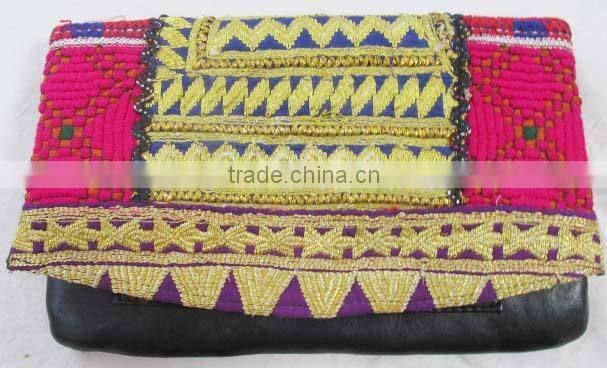 Vintage Banjara Clutch Bag Gypsy Banjara Clutch Purse Tribal Embroidered Leather Clutch Bag Handmade Purse Vintage Banjara Bags