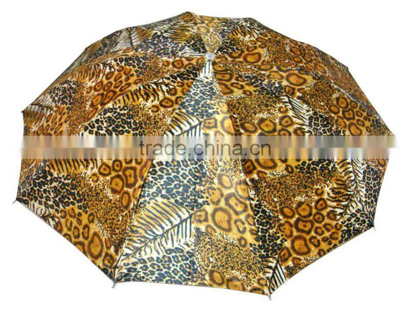 High Quality Mix 12 Designs 22inch 10k 3 Fold Satin Leopard Print Umbrella
