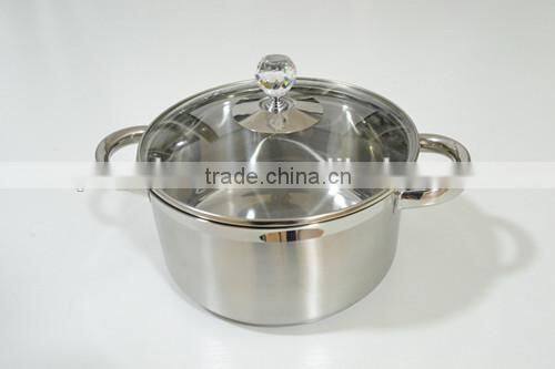 Stainless Steel nice glass knob Stockpot with Lid