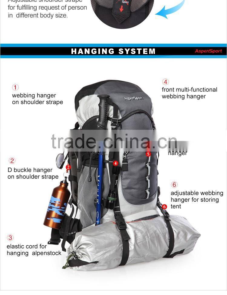 Waterproof polyester camping hiking backpack china