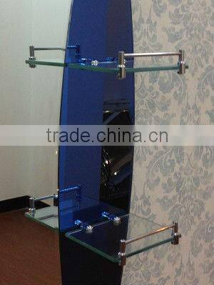 hottest selling 2 face frameless wall mounted front mirror blue glass double layer shelf bathroom mirror