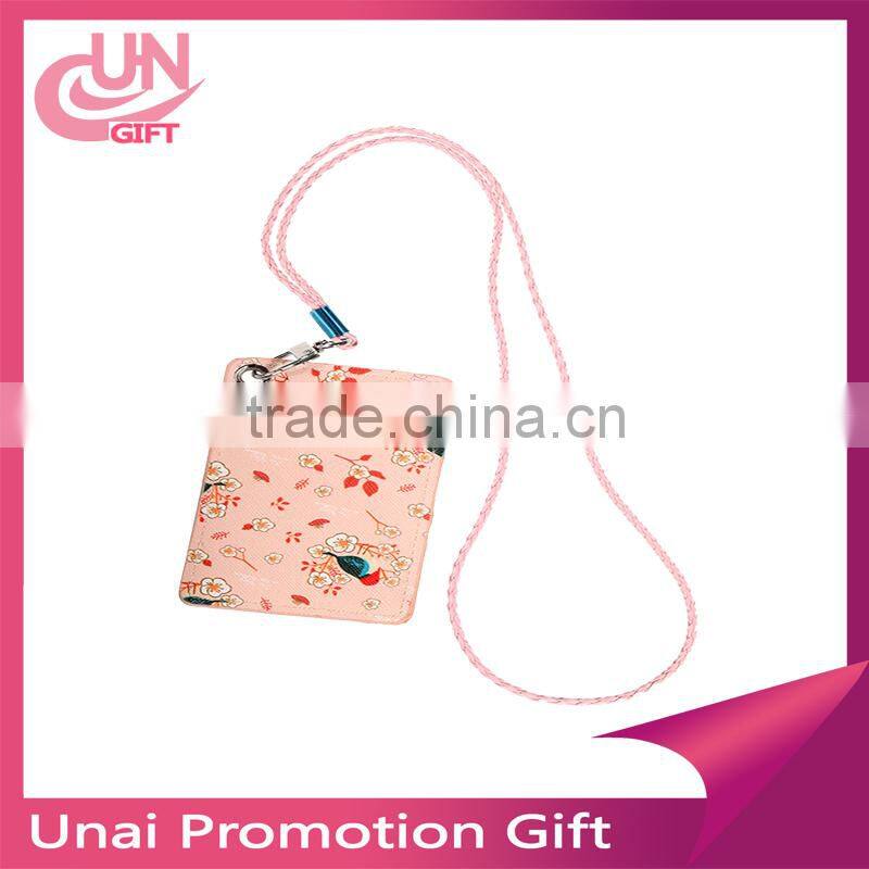 Beautiful 5 kinds of Flower Pattern With Two Card Leather Card Holder for Student