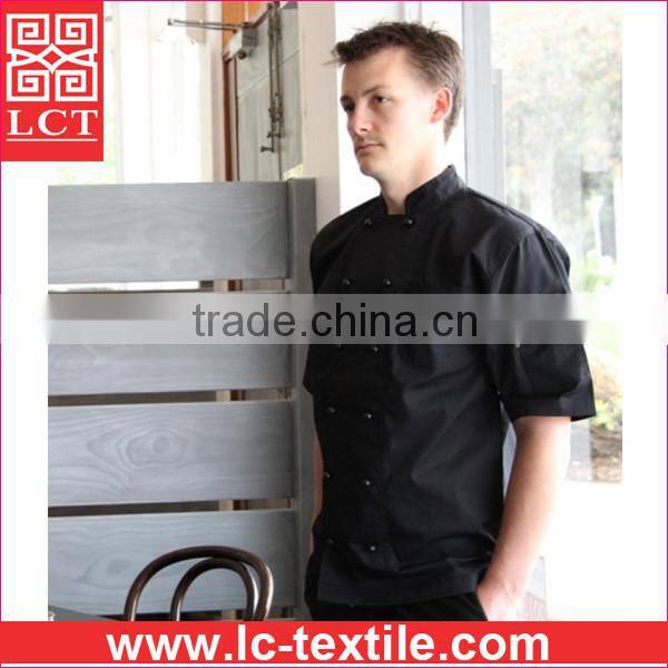 Recommend 2015 Double breasted slim fit design kitchen uniform with top quality finishing(LCTU0023)