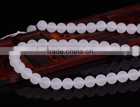 AAA Grade natural round clear quartz frosted beads 10mm
