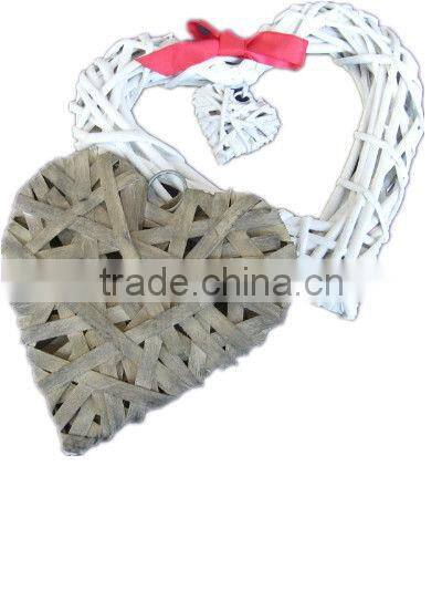 hanging white wicker heart for Christmas and wedding decorarion