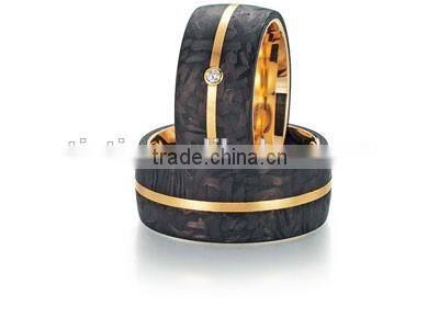 Carbon fiber black Titanium 18K Gold-Plated Wedding Engagement Band