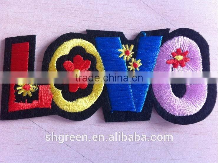 Lovely full embroidery letters tag with back adhesive