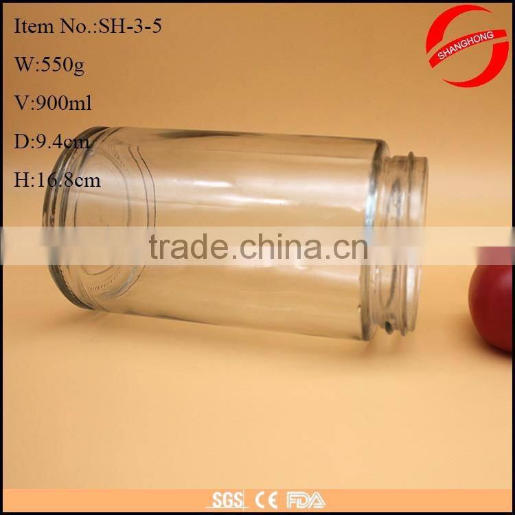 900ML 30OZ Nuts Packing Glass Jam Jars With Plastic Lids