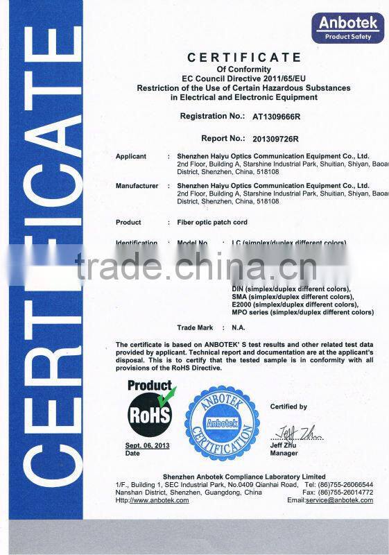 free shipping corning fiber optic patch cord for network solution and project